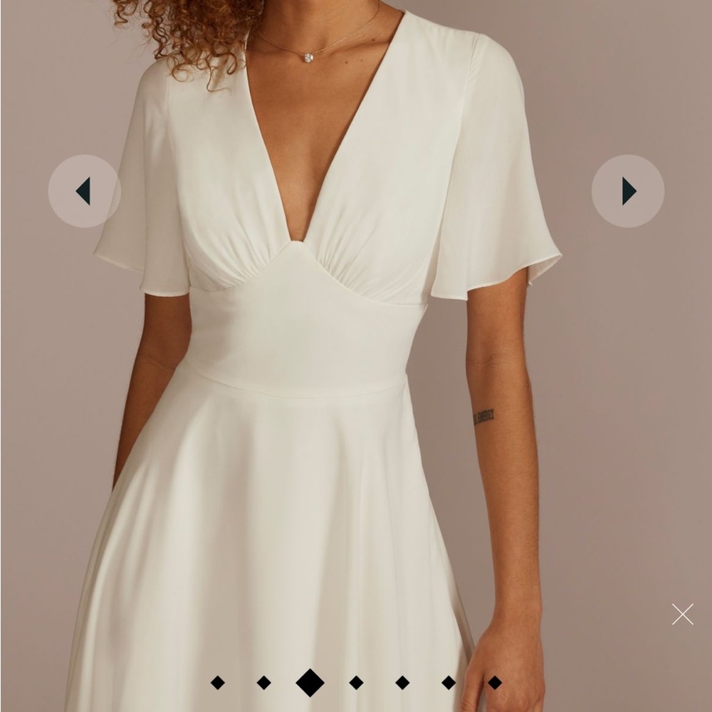 Chiffon Flutter Sleeve Midi-Length Dress